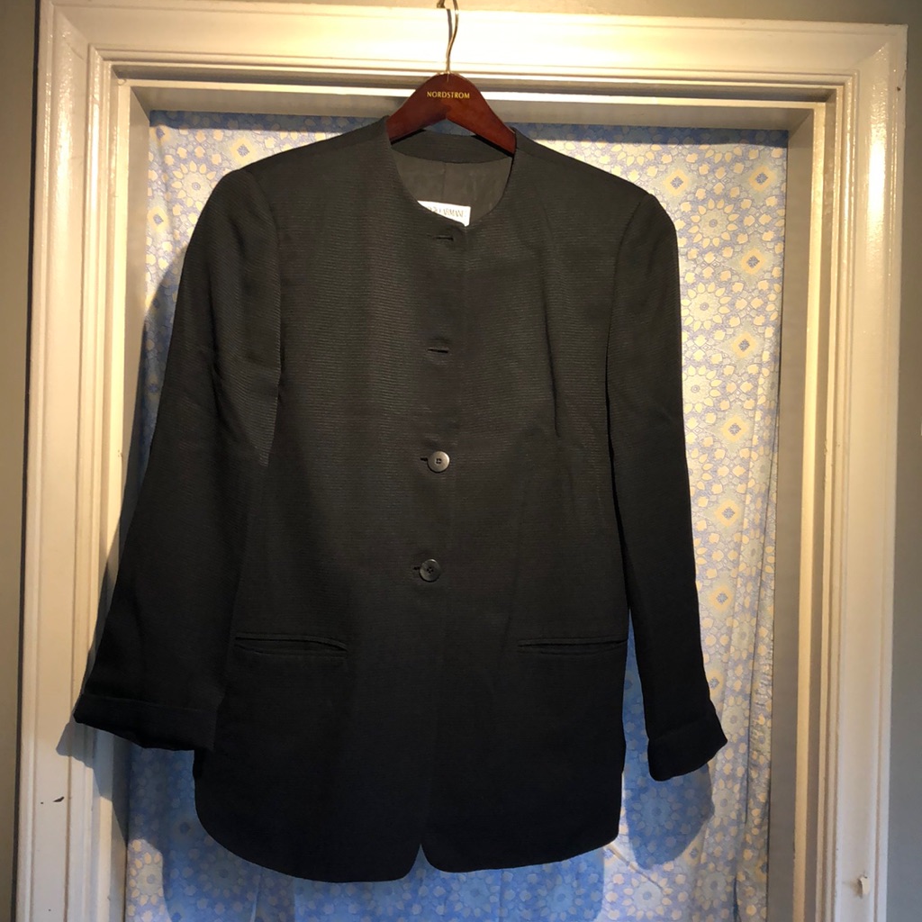 Giorgio Armani Blazer, Round No Collar, Buttons, Midnight Blue